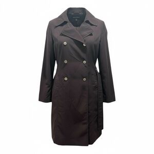 New York & Company Dark Brown Trench Coat – Double-Breasted with Storm Flap